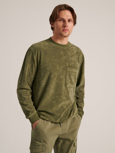 Sinsay Men's Olive Green  with ribbed edges Sweatshirt  | Sinsay in Lebanon
