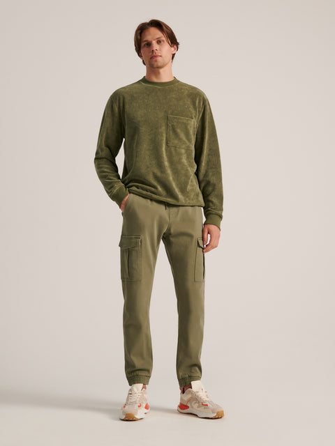 Sinsay Men's Olive Green  with ribbed edges Sweatshirt  | Sinsay in Lebanon