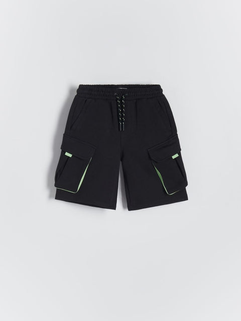Reserved Boy's Black Cotton Cargo Shorts|Reserved In Lebanon