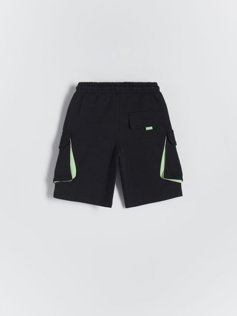 Reserved Boy's Black Cotton Cargo Shorts|Reserved In Lebanon