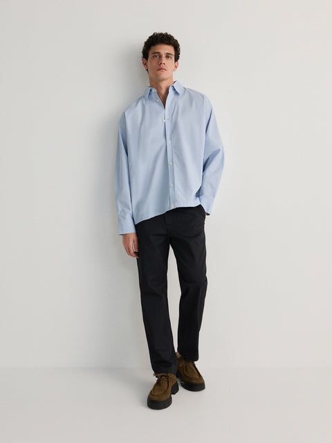 Reserved Men's Light Blue Oversized Cotton Shirt | Reserved In Lebanon