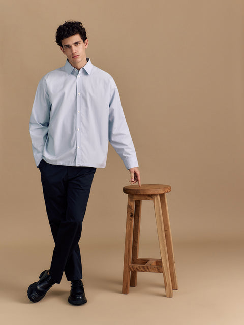Reserved Men's Light Blue Oversized Cotton Shirt | Reserved In Lebanon
