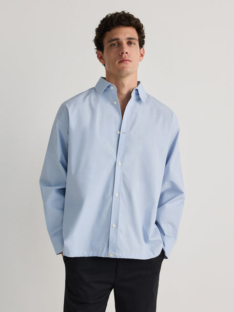 Reserved Men's Light Blue Oversized Cotton Shirt | Reserved In Lebanon