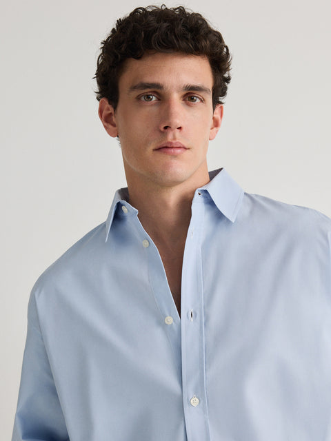 Reserved Men's Light Blue Oversized Cotton Shirt | Reserved In Lebanon