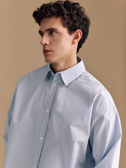 Reserved Men's Light Blue Oversized Cotton Shirt | Reserved In Lebanon