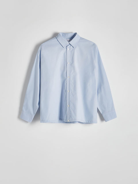 Reserved Men's Light Blue Oversized Cotton Shirt | Reserved In Lebanon