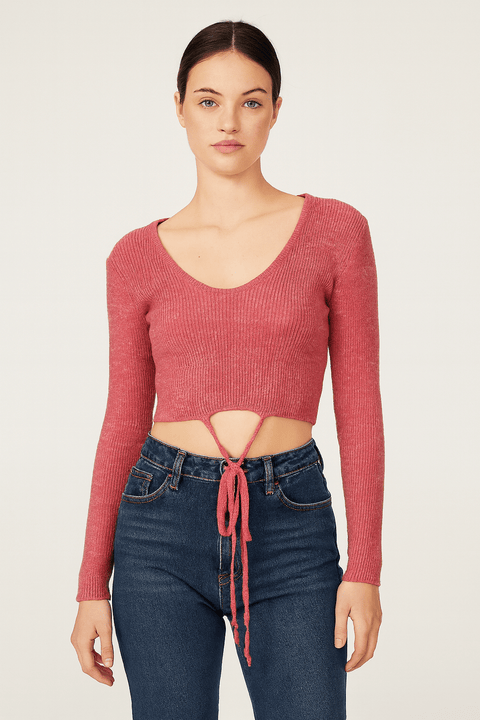 LeGer Women's Pink Long-Sleeve Crop Top | LeGer in Lebanon