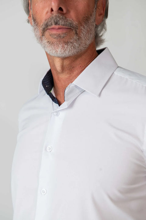 Tom Baine Men's White Solid Inner Performance Stretch Short Sleeve Shirt | Tom Baine In Lebanon