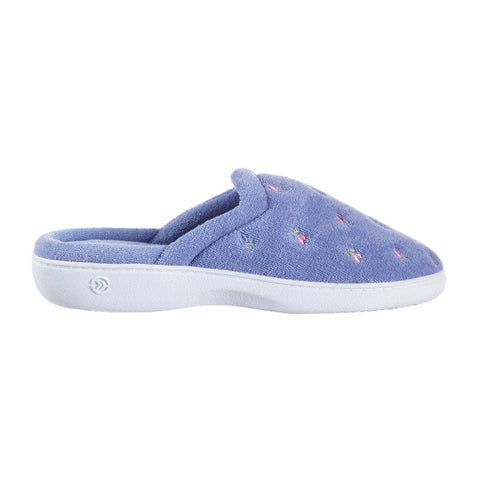 Isotoner Signature Women's Periwinkle Embroidered Floral Terry Slippers | Isotoner Signature In Lebanon