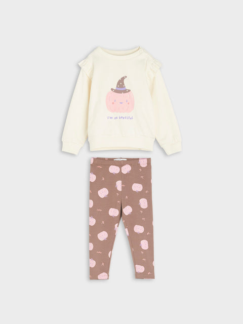 Sinsay Baby Girl's Off White Sweatshirt And Leggings Set | Sinsay In Lebanon