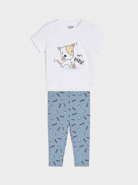 Sinsay Baby Boy's White/Blue Two-piece Pajama Set  | Sinsay in Lebanon