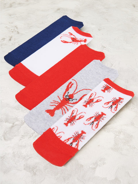 Sinsay Boy's White/Red Pack of 5 pairs of Short Socks| Sinsay in Lebanon
