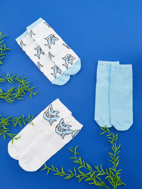 Sinsay Boys Blue & White Shark Print 3-Pack  Socks | Sinsay in Lebanon