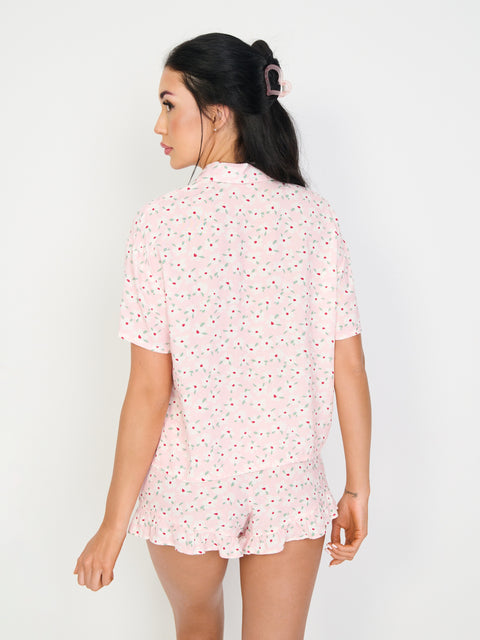 Sinsay Women's Pink Floral Two-Piece Viscose Pajamas | Sinsay In Lebanon