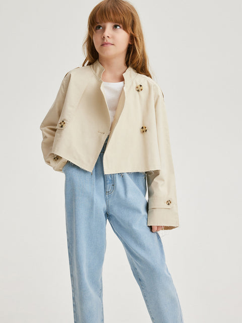 Reserved Girl's Beige Short Trench Coat | Reserved In Lebanon