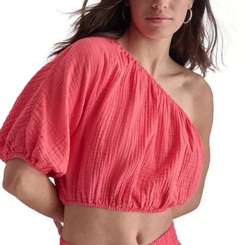 DKNY Women's Coral One Shoulder Crop Top | DKNY In Lebanon