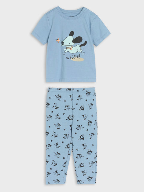 Sinsay Baby Boy's Blue Printed Two-Piece Cotton Pajamas | Sinsay In Lebanon