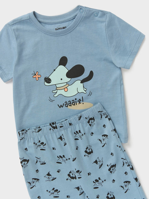 Sinsay Baby Boy's Blue Printed Two-Piece Cotton Pajamas | Sinsay In Lebanon