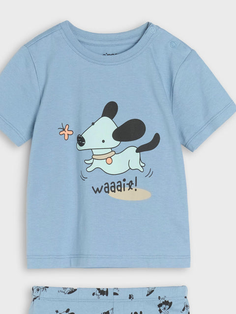 Sinsay Baby Boy's Blue Printed Two-Piece Cotton Pajamas | Sinsay In Lebanon