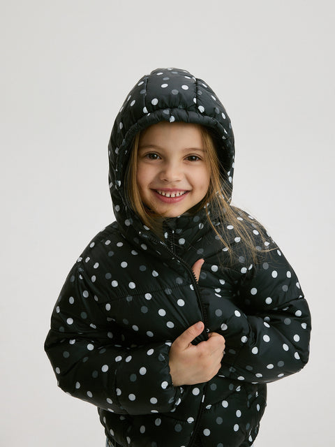 Reserved Girl's Black Polka Dot Quilted Jacket | Reserved In Lebanon