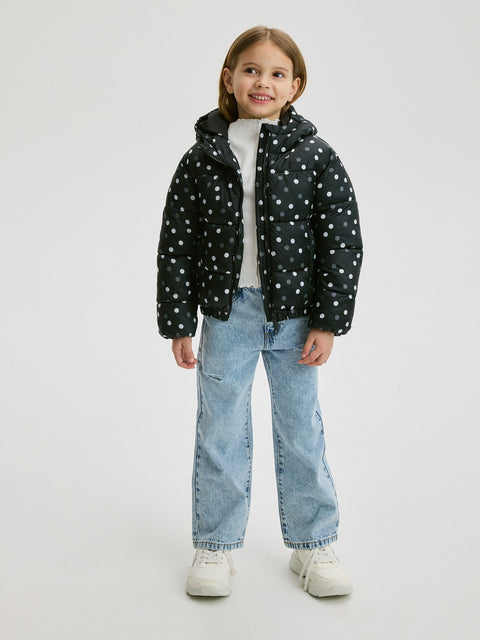 Reserved Girl's Black Polka Dot Quilted Jacket | Reserved In Lebanon