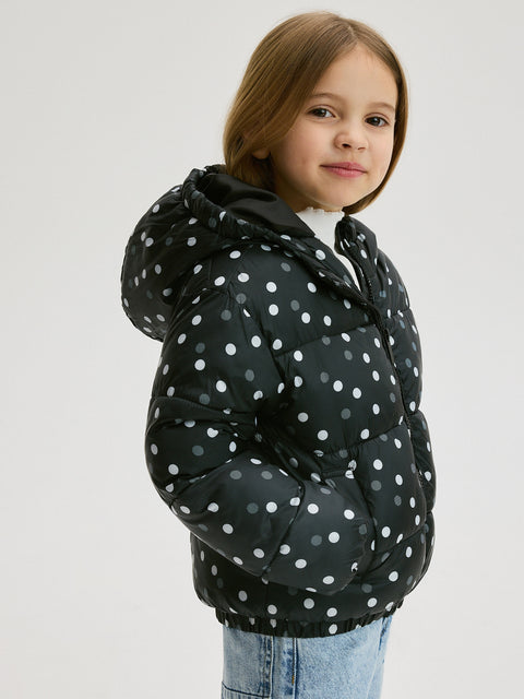 Reserved Girl's Black Polka Dot Quilted Jacket | Reserved In Lebanon
