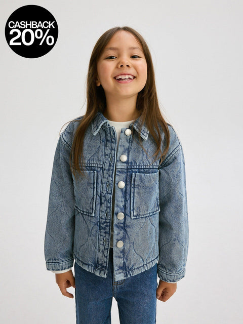 Reserved Girl's Blue Quilted Denim Jacket | Reserved In Lebanon