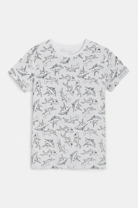 Sinsay Boy's White Shark Printed T-Shirt | Sinsay In Lebanon