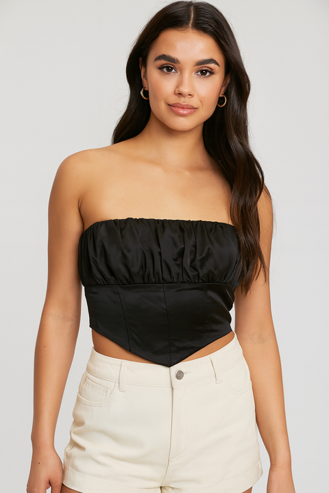 Forever 21 Women's Black Strapless Crop Top | Forever 21 In Lebanon