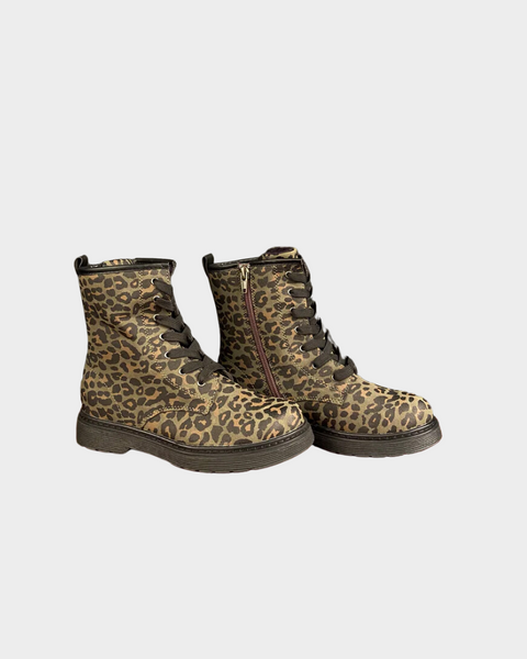 Graceland Girl's Khaki Leopard Print Lace-up Boots 5013094 (shoes 38)