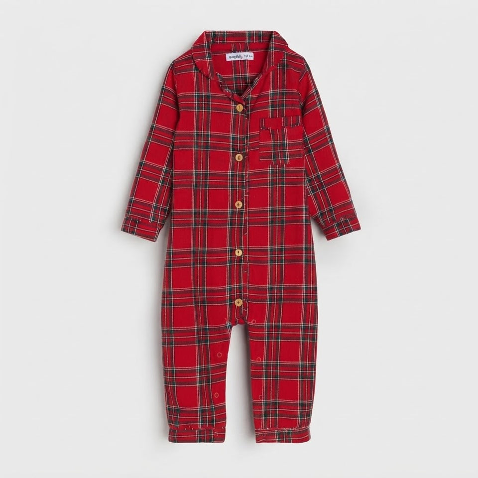 Sinsay Baby Boy's Red Long Sleeve Checkered Overalls