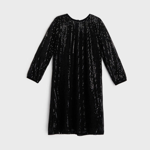 Black dress with long sleeves on a white background
