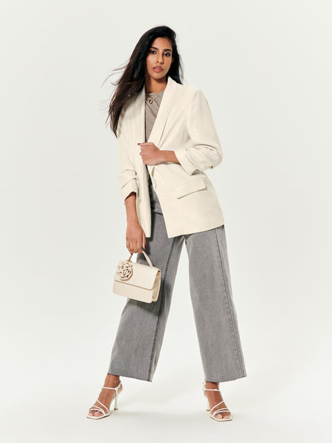 Sinsay Women's Beige Relaxed Fit Viscose Blazer|Sinsay In Lebanon