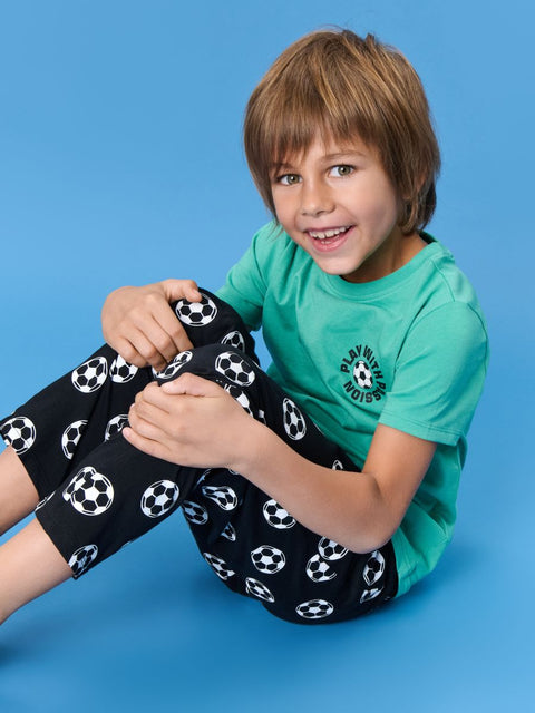 Sinsay Boy's Green & Black Foot Ball Printed Pajama Set 2pcs | Sinsay In Lebanon