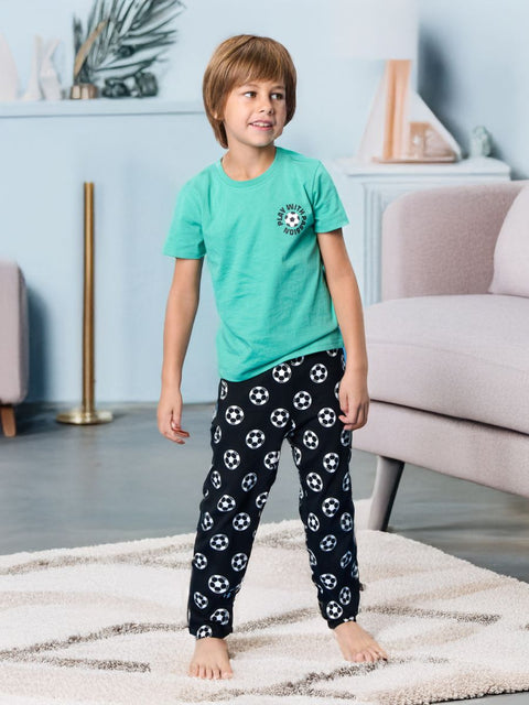 Sinsay Boy's Green & Black Foot Ball Printed Pajama Set 2pcs | Sinsay In Lebanon