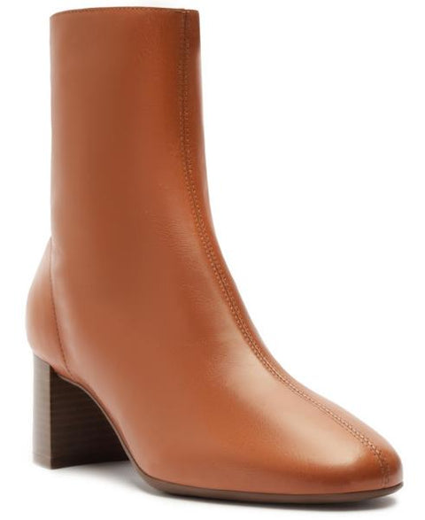 Arezzo Women's Rebecca Mid-Block Leather Booties - Roast Caramel