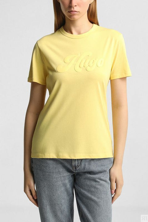 Hugo Women's Yellow Cotton Short Sleeve  T-Shirt | Hugo in Lebanon
