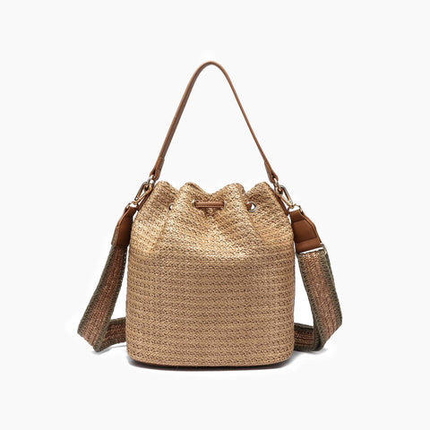 Like Dreams Women's Beige Harmony Straw Bucket Crossbody Bag | Like Dreams In Lebanon