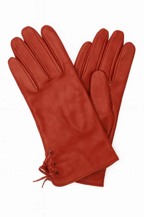 Mango Women's Red Leather Gloves |Mango in Lebanon