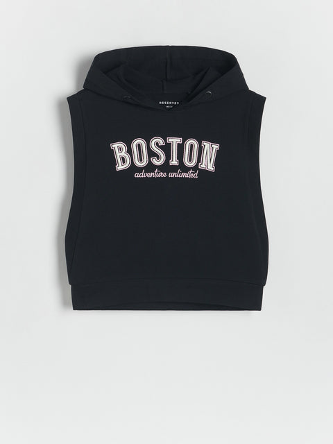 Reserved Girl's Black Knitted T-shirt With Hood | ReservedIn Lebanon