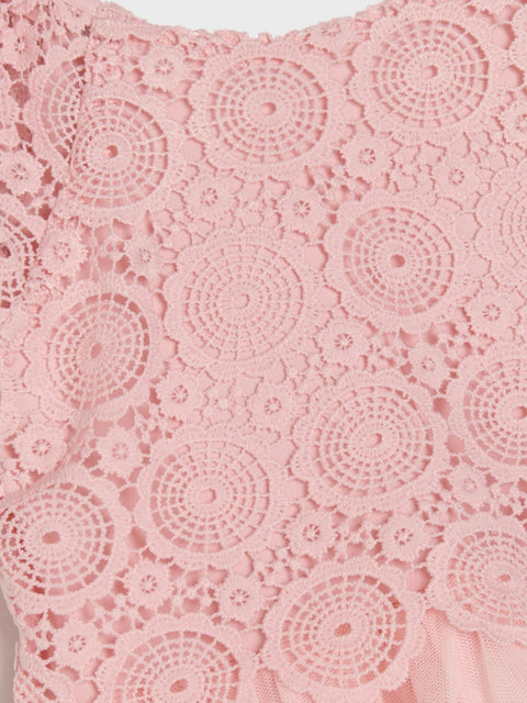 Sinsay Girl's Pink Dress With Openwork Lace And Tulle | Sinsay In Lebanon