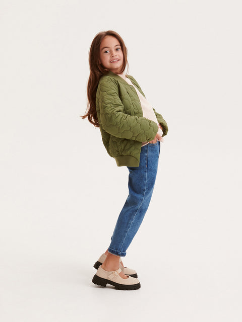 Reserved Girl's Olive Green Jacket With Decorative Quilting | Reserved In Lebanon