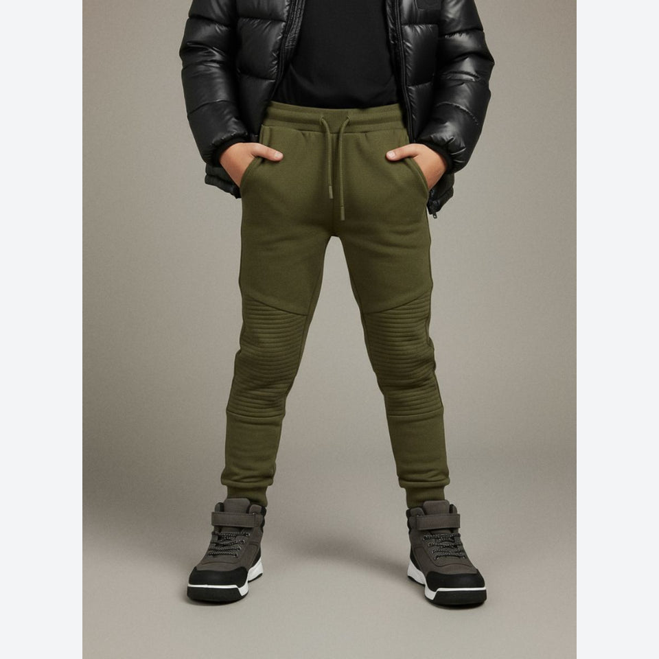 Sinsay Boy's Olive Green Moto-Panel Drawstring Sweatpants 
