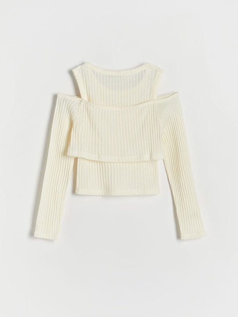 Reserved Girl's Off White Open Shoulder Long Sleeve Blouse |Reserved In Lebanon