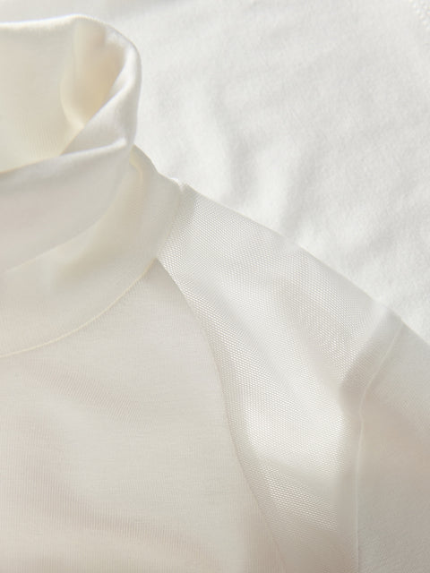 Reserved Girl's White Turtle Neck Blouse With Transparent Inserts | Reserved In Lebanon