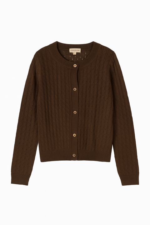 POMPdeLUX Girl's Dark Brown Maggie Knit Cardigan| POMPdeLUX in Lebanon