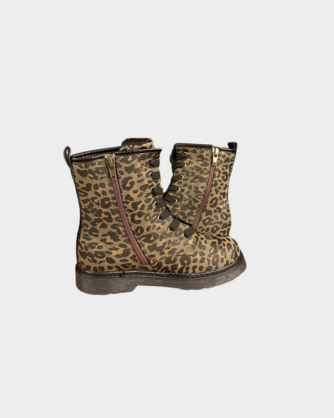 Graceland Girl's Khaki Leopard Print Lace-up Boots 5013094 (shoes 38)