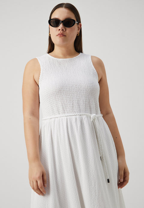 Michael Kors Women's White Smocked Midi Day Dress | Michael Kors In Lebanon