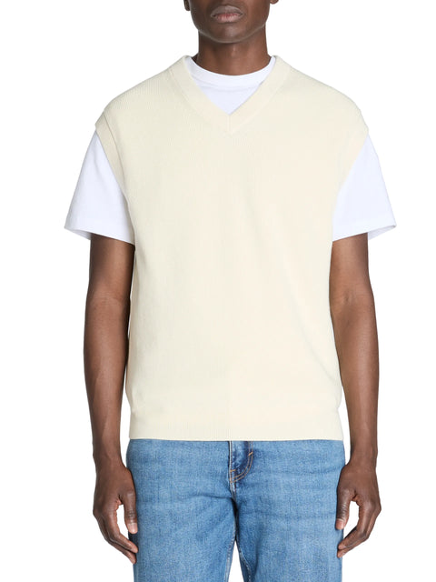 Celio Men's Cream Leausti Sleeveless Sweater | Celio In Lebanon