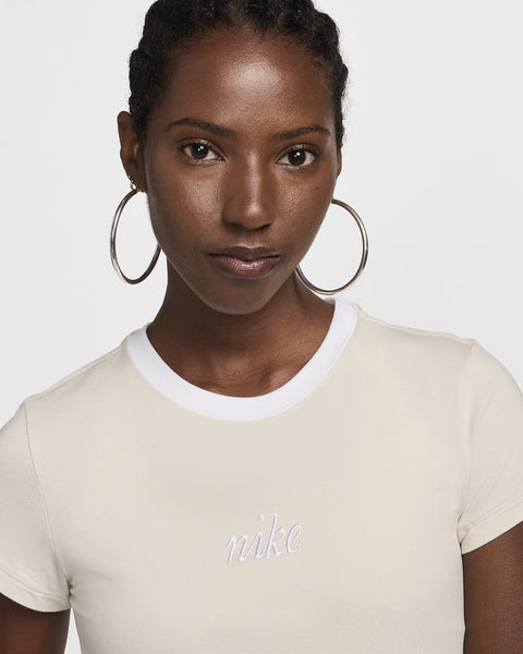 Nike Women's Beige Sportswear Chill Knit Slim Cropped T-Shirt | Nike In Lebanon